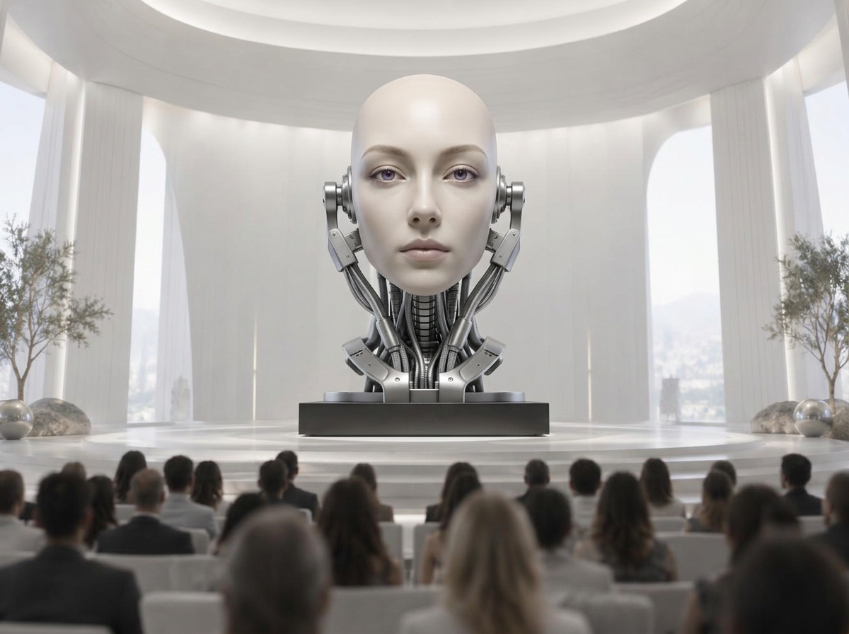 Alys AI event host on stage